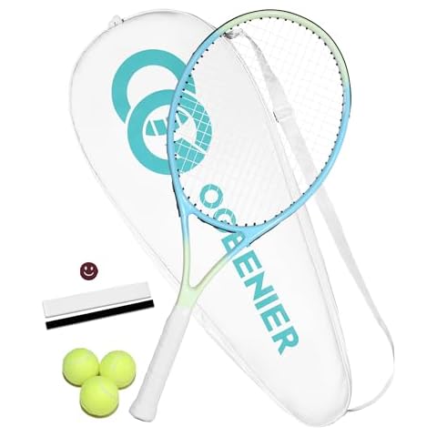 OGEENIER 27" Tennis Racket for Adults, Pre-Strung Tennis Racquet for Beginners, Lightweight and Recreational Rackets with 1 Overgrip and 3 Tennis Balls Cover