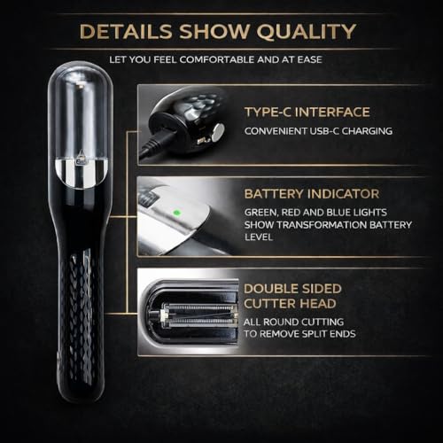 Image of Split Ends Remover Machine for Hair, Cordless Tool for Smooth Healthy Results at Home, Easy to Use, Safe for All Types, Portable Design, Rechargeable for Daily Care and Styling use everyday