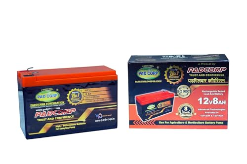Image of PAD CORP by PADGILWAR CORPORATION Heavy-Duty Sprayer Battery | Completely Maintenance Free & Rechargeable (12V X 8AH)