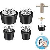 Vizava 4 Pack Rubber Pool Winter Plugs with One T-Handle – 1" 1.25" 1.5" 2" Pool Winterizing Plugs with Stainless Steel Screws Pool Return Jet Plug for Inground & Above Ground Pools