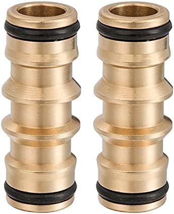 2 Pcs Double Male Hose Connectors, Hose Quick Connector Brass Double Male Hose End Connector Pipe Connectors for Garden Tap，Sleeve for Joining 2 Hoses