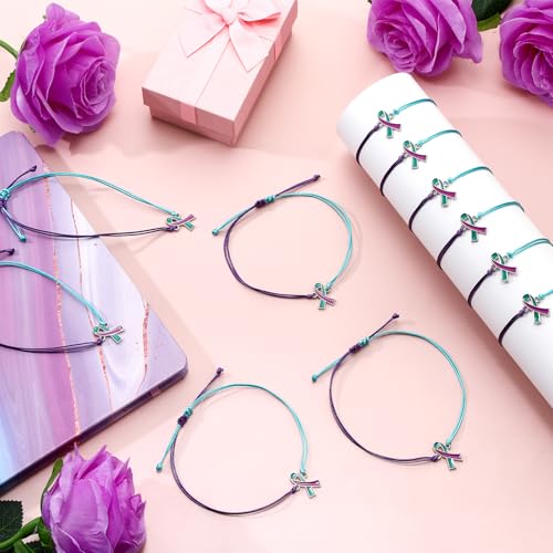 Suicide Awareness Bracelets Bulk Suicide Prevention Awareness Bracelets Teal and Purple Ribbon Motivational Wristband for Women Men Mental Health Item Charity Campaign Supplies2