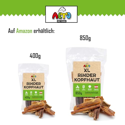 ALTO - Premium Rinderkopfhaut für große Hunde - 25cm Stücke - Hunde Kauartikel groß - Hundeleckerli für Zahnpflege Hund und Beschäftigung - 400g