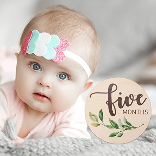 Baby Monthly Milestone Cards Sign - 10 Double Sided Marker Wooden Circles Discs Newborn Photography Prop, Pregnancy Journey Birth Announcement Sign Baby Boy and Girl Gift Sets - Image 3