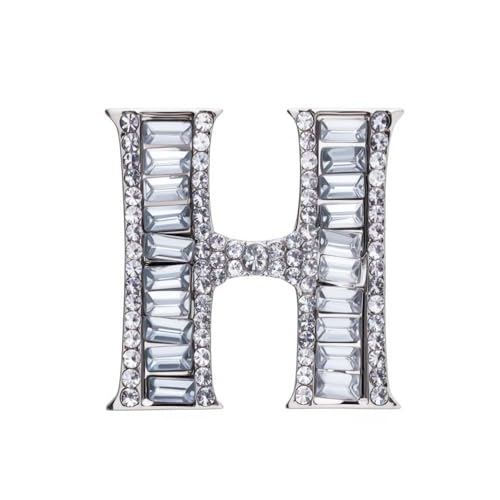 Image of Letter Brooch Pins Initial Rhinestone Brooch for Women Crafts, Silver Plated Metal A-Z 26 Letters Rhinestone Crystal Lapel Pin Brooches
