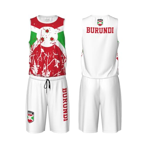 Burundi Flag Grain (3) Basketball Jersey Uniform Suit for Men Adults Training Athletic Set
