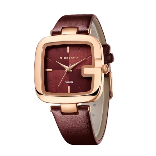 Image of Giordano Monogram Watch for Women Dial with Metal & Leather Strap Fashionable Design, Water Resistant Quartz Analog - Perfect for Casual & Office Wear
