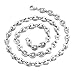AFSTALR Grain de Cafe Homme Collier Chaine Acier Inoxydable Massif Maille Argent 56-9mm