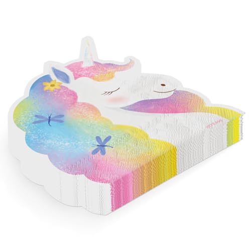 OH YEAH - 20 Unidades - Servilleta Papel Fiesta Unicornios Mágicos Forma - 40 x 33 cm - Platos, Vasos, Servilletas y Mantel - Decoración Mesa Cumpleaños Infantil - Celebraciones y Fiestas Temáticas