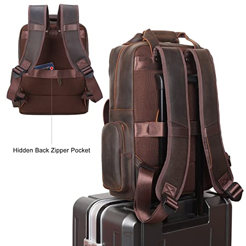 TIDING Genuine Leather 15.6 inch Laptop Backpack for Men College Casual Rucksack Backpack Business Travel Daypack2