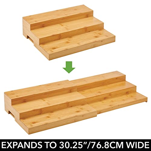 Mdesign Bamboo Adjustable, Expandable Spice Rack Organizer With 3 Levels Storage For Kitchen Cabinet, Countertop, Pantry Shelf - Holds Spice Jars - Echo Collection - Natural #TOP5