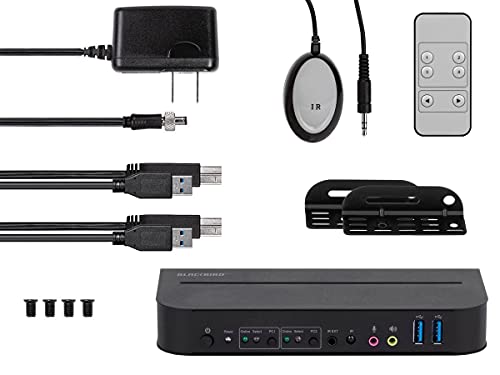 Image of Monoprice 4K HDMI 2.0 and USB 3.0 2x1 KVM Switch - 4K@60Hz, 18 Gbps, HDR, YCbCr 4:4:4, HDCP 2.2, HDMI 2.0, Share 2 Computers with 1 Keyboard Mouse, Monitor, Printer, Black - Blackbird Series