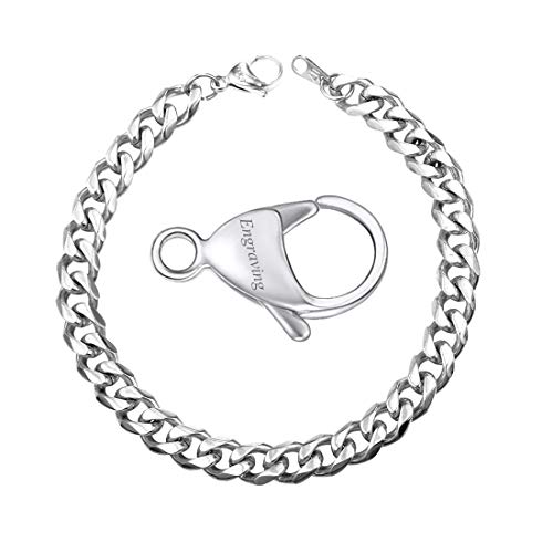 6mm Wide Customized Engraved Stainless Steel Cuban Curb Link Bracelet for Men and Women