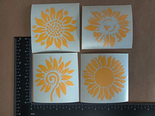 Sunflower Decal 4 Pack: Assorted Sunflowers (Yellow, Small ~3.5") #TOP1