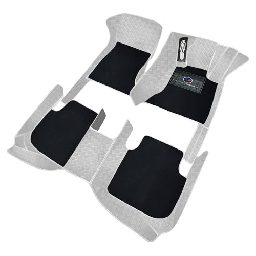 Image of Autofurnish Luxury 9D Car Mat Full Set for Mahindra XUV700 2021 || Luxury Leather Dual-Stitch Full Set 9D Car Floor Mat || 100% Waterproof || Color : Ice Grey