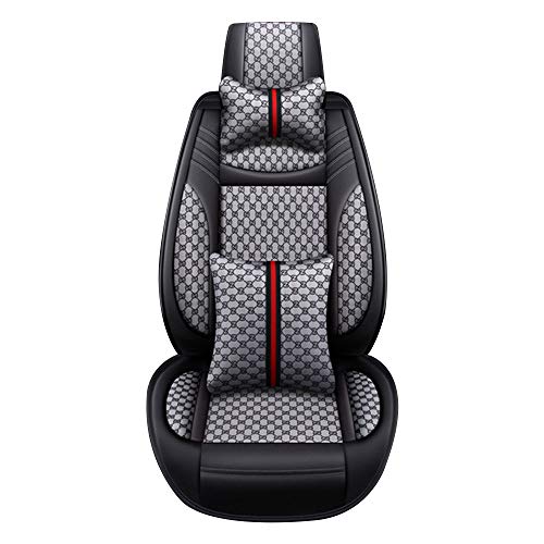 Hijiial Universal Car Seat Covers 5Pcs Full Set Car Seat Covers Accessories Breathable Leather Automotive Seat Covers For Most Cars Suvs Pick-Up Trucks #TOP2