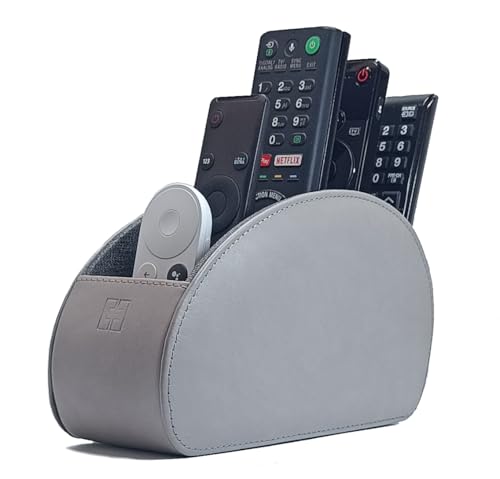 Remote Control Holder with 5 Compartments, Grey PU Leather Office Organization Storage Caddy Box for TV Remote, Heater Controllers, Media Player, Office Supplies, Makeup Brushes CEG10 - Cosy Home Interiors Remote Control Holder with 5 Compartments, Grey PU Leather Office Organization Storage Caddy Box for TV Remote, Heater Controllers, Media Player, Office Supplies, Makeup Brushes CEG10
