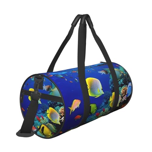 Travel Duffel Bag Sports Gym Bag With Shoes Compartment,Lightweight Overnight Weekender Bag Tropical Ocean Sea Fish Yoga Gym Sports Bag For Men Women2