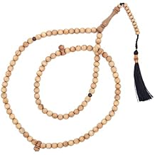 SANDALWOOD PRAYER BEADS Jerrahi Sufi Tariqah Tasbih Scented 8-mm Dhikr Necklace 11-bead Markers Tesbih Namaz Salah Misbaha Subha Durable Wood Black Tassel GIFT BOXED for US Buyers