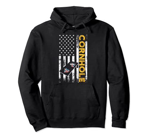 Patriotic Cornhole Player USA American flag Corn hole lover Pullover Hoodie 