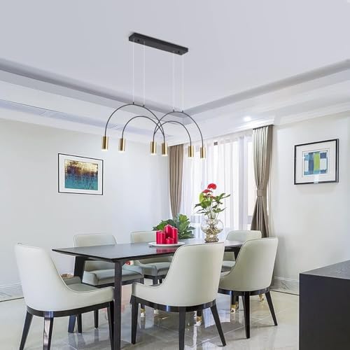 Lustre moderne en métal doré et noir avec 6 spots LED dimmables