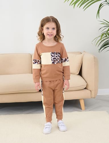 Image of Tween Girl's Letter Print Top + Jogger Pants 2 Piece Casual Outfit Set Kids Fall Clothing, Sizes 6-14 Years