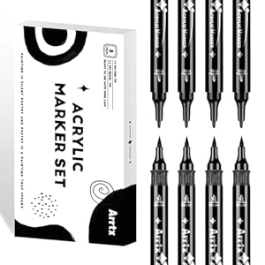 Arrtx Schwarze Acrylmarker, 8 Stück, Doppelspitze