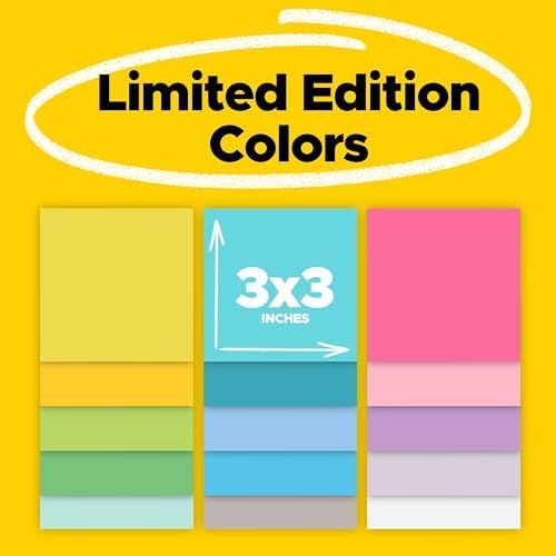 Post-it Super Sticky Notes, Limited Edition Color Collection, 3x3 in, 15 Pads/Pack, 45 Sheets/Pad 1