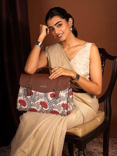 Image of ZOUK Heritage Satchel Bag - Gwalior Weaves | Jute | Vegan Leather Handcrafted With Detachable Sling Strap