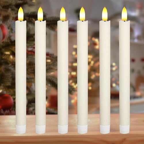 KATELUO Candele LED Fiamma Oscillante, 6 Pezzi Candele Senza Fiamma, LED Candele Finte a Batteria, Candele Coniche a Led, per Natale, Ringraziamento, Halloween, Matrimoni