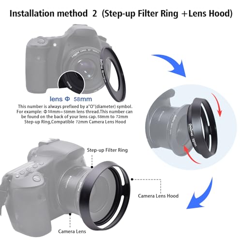 Capuchón para lente de 72 mm, capuchón metálico para cámaras compatible con todas las marcas de lentes con rosca de filtro de 72 mm + tapa para lente de 72 mm miniatura 4
