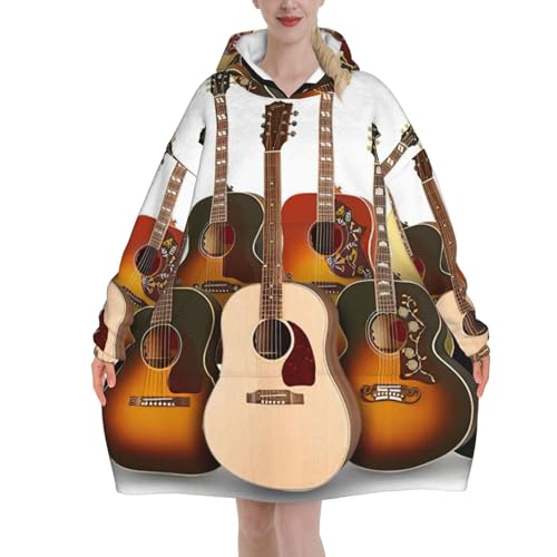 Couverture à capuche guitare adulte en flanelle douce haute densité