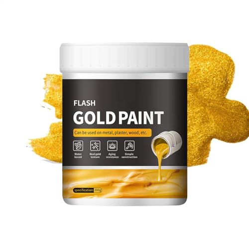Pintura dorada, 300 g, efecto metal líquido, color de hoja de oro a base de agua, para metal, yeso, madera, cuero y piedra, no se decolora, para manualidades y creaciones artísticas