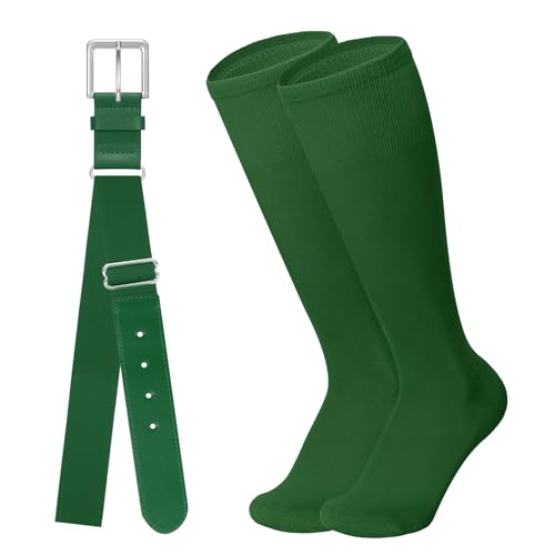 Leroci Baseball Belt and Baseball Socks Combo Set for Adult Men and Women Dark Green