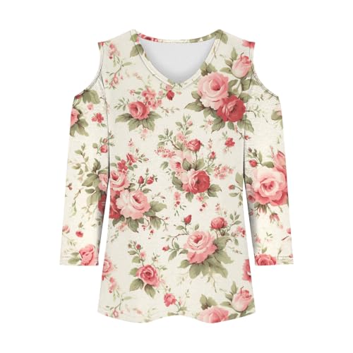Haut à manches 3/4 pour femme imprimé chic et col élégant