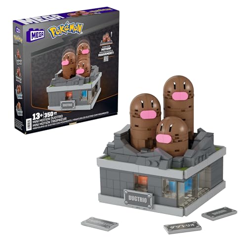 Mega Pokemon Dugtrio Mini en Movimiento 350 Bloques de construcción, Juguete para coleccionistas +13 años (Mattel HTH73)