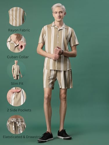 Image of Rigo Printed Co-Ord Set for Men's | Casual Shirt & Shorts Night Suit Set | Lounge-wear Nightdress Pajama Set for Men's | Night Wear, Beach Wear, Vacation Wear Outfit