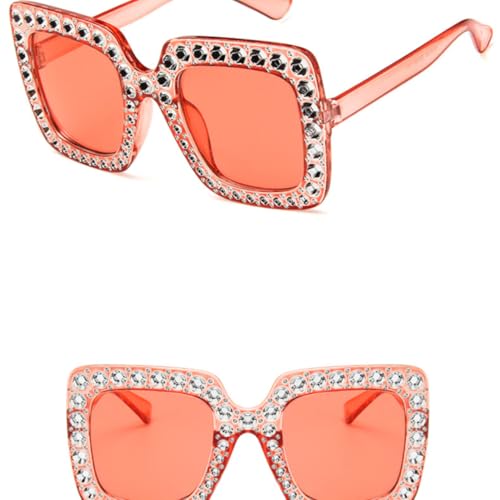 Lunettes de soleil de luxe à strass monture oversize vintage