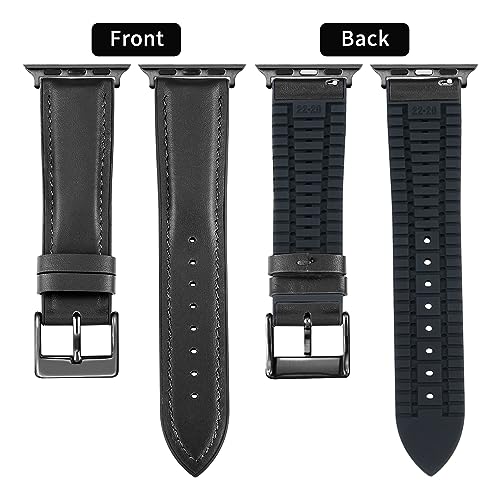Image of BINLUN Leather Silicone Bands Compatible with Apple Watch 38mm 40mm 41mm 42mm 44mm 45mm 46mm 49mm Sweatproof Replacement Strap for iWatch 11 /10 /9 /8 /7 /6 /5 /4 /3 /2 /1 /Ultra /SE Men Women