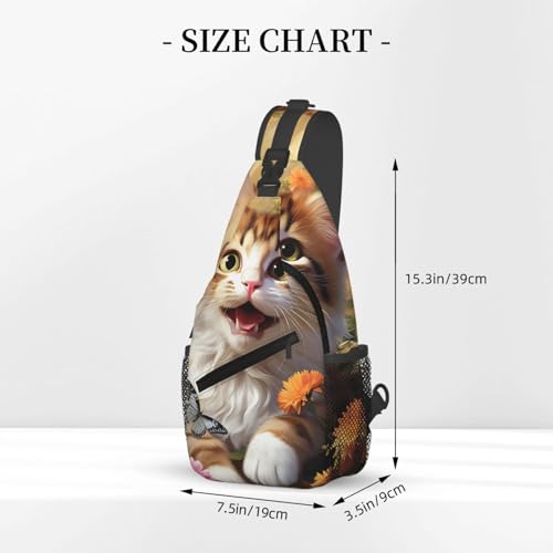 Bolso tipo Sling para mujer y hombre con diseño de gato y mariposa miniatura 2