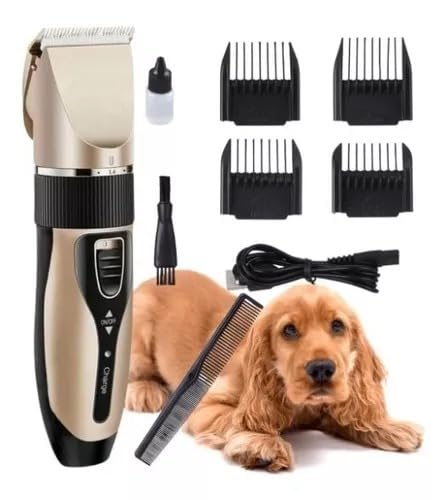 Maquina De Tosa para PETs, Sem Fio, cabo USB, 4 Pentes para 4 alturas de Corte,À prova d'água lâmin