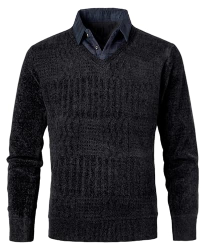 OlyljpinZ Uomo Scollo a V Casual Pullover Maniche Lunghe Maglia