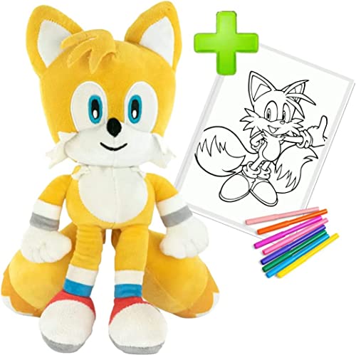 COKONUT Sonic - Peluche Sonic Sonic Peluche + Pegatina Coloreable Muñeco Sonic. Sonic Juguete,...