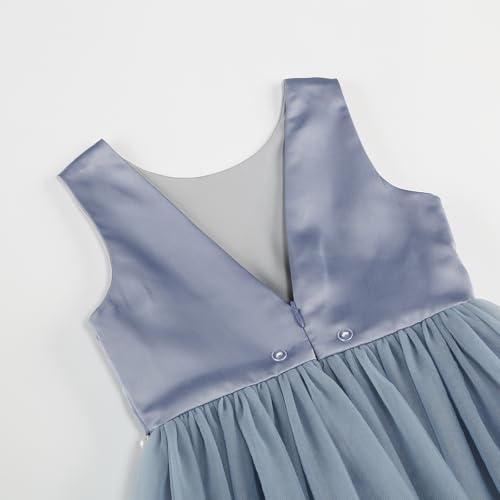 Flower Girl Dress Girls Dresses Wedding Satin V-Back Pearls for Pageant Prom Ball Gowns Party4