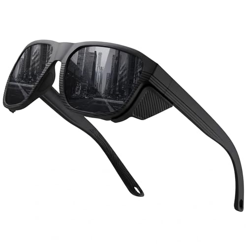 WEYNERY Polarized Sports Sunglasses for Men Women Retro Frame with Removable Side Shields TR90 Ultra-Lightweight Glasses for Hiking Fishing Driving UV400 Protection