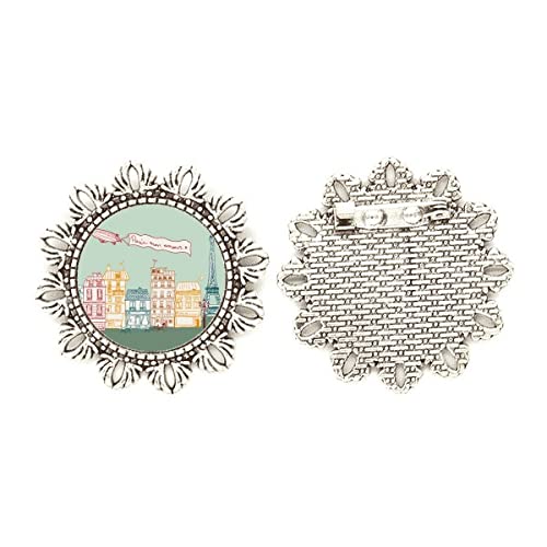 Broche de plata de flor de París Airship Francia mediano complemento mujer