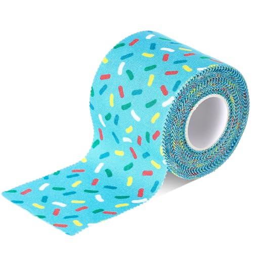 TrelaCo 1 Pcs Wrist Tape Baseball Cross Christian Athletic Tape 2in x 23ft Sports Wrap Cotton for Football Hockey Soccer Baseball Fingers Ankles Wrist Injury Wrap (Colorful Dots Blue)