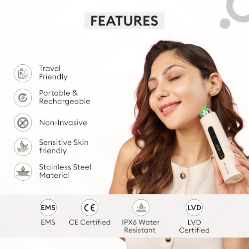 Image of PROTOUCH GLOW PRO Microcurrent Facial Toning Device, 4-in-1 Modes, LED Light, EMS, Electroporation, De-Puffing, Firming, Brightening (Etoupe)