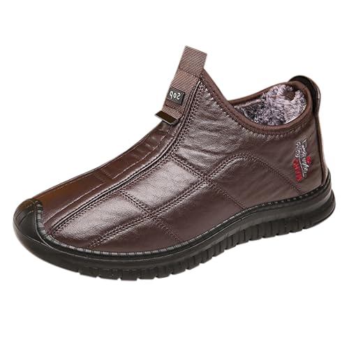 Botas de nieve de invierno para hombre con forro de piel gruesa, suela suave, cálidas, ligeras, cómodas, impermeables, antideslizantes, para exteriores, café, 39 2/3 EU