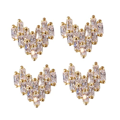 Beavorty 4Pcs Acessórios Para Unhas Guarnição De Metal Enfeites Presentes Encantos De Coração Para U